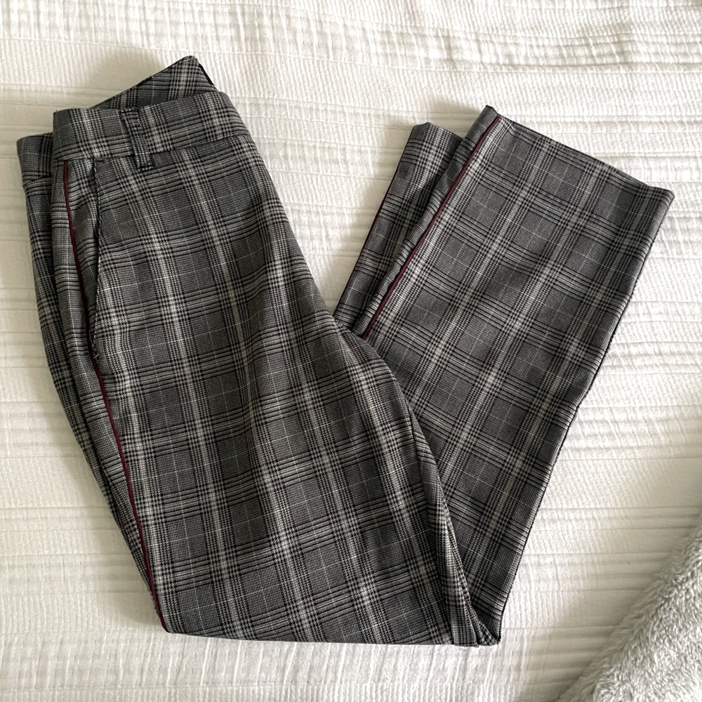A&F Simone High Rise Ankle Flare Plaid Dress Pants - Picture 3 of 8
